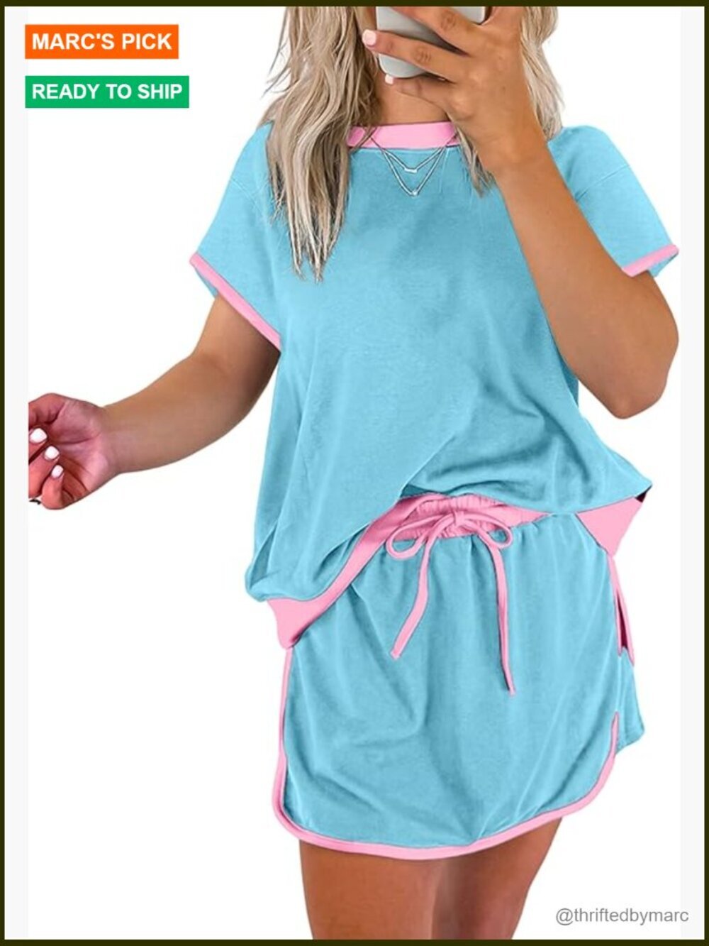 Women's Lounge Set 2-Piece Skort & Tee Polyester Cotton Stretch Medium
